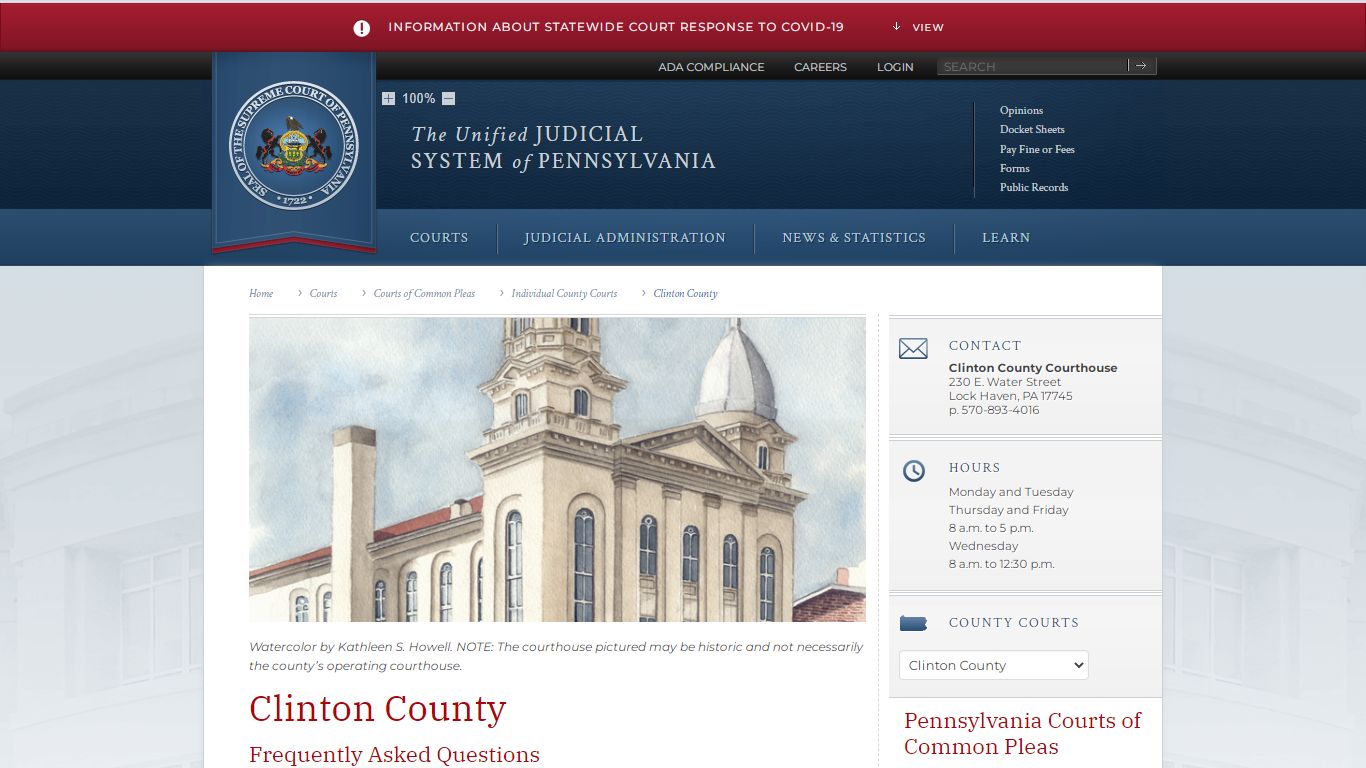 Clinton County | Individual County Courts - Judiciary of Pennsylvania