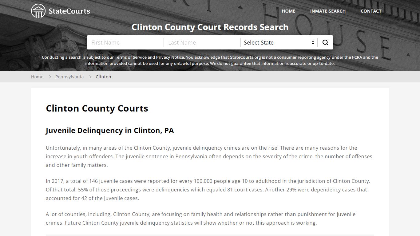 Clinton County, PA Courts - Records & Cases - StateCourts